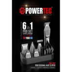 Powertec TR-1100 Profesyonel 6'lı Erkek Bakım Seti Saç Sakal Ense Vücut Kaş Burun Tıraş Makinesi 3 Saat Gri gri