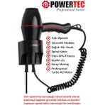 Powertec TR-301 Askı Aparatlı | Otel Tipi | Profesyonel Saç Kurutma & Fön Makinesi - Siyah