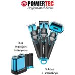 Powertec Tr-5500 3in1 Profesyonel Bakım Kiti Beyaz Renkli Saç Sakal Ense Vücut Tıraş Makinesi Seti