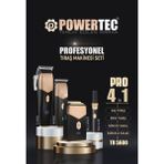 Powertec TR-5600 Pro 4'lü Set Siyah Tıraş Makinesi Saç-Sakal-Burun&Kulak Kablosuz Kullanım