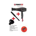 Powertec TR-701 Profesyonel Fön Makinesi + Vigo Difüzör Başlık + Profesyonel Fön Fırçası siyah
