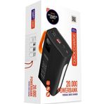 Powerway 20.000 Mah Pd 22.5W Kablolu 3.0 Hızlı Şarj Gerçek 20.000 Mah Garantili Işıklı QC20 Siyah Powerbank