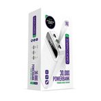 POWERWAY 30.000 mAh PD 22.5 W Hızlı Şarj Gerçek 30.000 mAh Garantili Led Fener Dijital QC30 Beyaz Powerbank