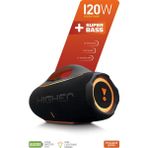 Powerway Higher 120W 4x Güç USB Hafıza Kartı Aux Fm LED Işıklı Bluetooth Hoparlör 8000 Mah Ses Bombası - Siyah