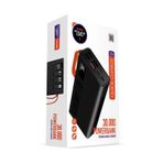 Powerway QC30S Siyah 30.000 mAh PD 22.5W Dahili Kablolu Hızlı Şarj Led Işıklı Powerbank