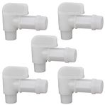 PowGrow Musluklu Musluk Tambur Musluğu, Beyaz Akışlı 3/4" Plastik Musluk Musluğu, 5, 6 Galon Plastik Davullar için, Dayanıklı Polietilen Malzeme 3/4" Namlu Musluk Yedek Musluk, 5'li Paket