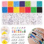 Powmag Boncuk Harfler, 5300 Parça İnci Seti Pastel 3 mm, 14 Renkli Boncuklar, Bilezik, Küpe, El Sanatları, Kendin Yap Kolyeler Yapmak İçin