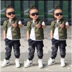 Poyraz Fashion Kids Erkek Çocuk Kot Pantalon Kargo Cepli Yeşil Yelek ve Tişört Takım Bayramlık Kombin - 00Yeşil - 3 - 4 Yaş