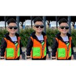 Poyraz Fashion Kids Kız Çocuk ve Erkek Çocuk Yağmurluk Kapişonlu Içi File Astarlı Mont Hırka - Açık Turuncu - Siyah - 4 - 5 Yaş