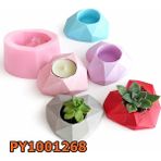 Poyrish 1034 - Silikon Kalıp Mum Kalıbı - Kalp Geometrik Saksı - Çok Renkli - Standart
