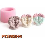 Poyrish 1160 - Silikon Kalıp Mum Kalıbı - Kalpte Oturan Sevgili Ayıcıklar - Çok Renkli - Standart
