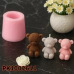 Poyrish 1176 - Silikon Kalıp Mum Kalıbı - Tüylü Ayıcık - Çok Renkli - Standart