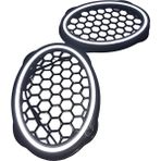 Pozart Oval 6x9 Hoparlör Kapağı Plastik Neon Beyaz Işıklı Vidalı 2 Adet Siyah