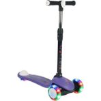 Pozart Pro Işıklı ve Katlanabilir LED Işıklı 3 Tekerlekli Çocuk Scooter 50KĞ Kapasite 3+Yaş - Mor