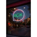 Poznan Lighting Açık Yazısı Neon LED Tabela | Işıklı Cam Vitrin Tabelası