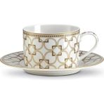 Pozzi Milano Deco Porselen Çay Fincanı 220 ml & Tabağı - Beyaz - Gold