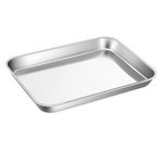 P&P CHEF 10,5 inç Pişirme Kurabiye Levhası, Mutfak için Fırın Tavası Tepsisi Paslanmaz Çelik Sac Tava, Çok Amaçlı Fırın Bakeware, Parlak Görünüm ve Bulaşık Makinesinde Güvenli, Sağlıklı ve Ağır Hizmet