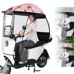 PPLDABNK Motosiklet General Electric Şeffaf Yağmur Tentesi: Döner Ön Pencere, Uzatılabilir Yağmur Perdesi ve Yan Bariyer, Dahili Güneşlik, Büyük Saklama Çantası, Pembe