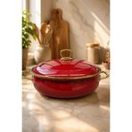 Pr Home Bordo Derin Bombeli Emaye Karnıyarık Pilav Tenceresi 26 cm