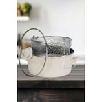 PR Home Emaye Cam Kapaklı 24 cm Krem Kızartma Tenceresi