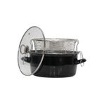 Pr Home Emaye Cam Kapaklı Kızartma Tenceresi 24 cm Siyah Krom Tepeli