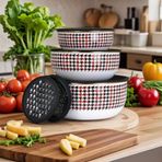 PR Home Forte Red 9 Parça Rendeli Karıştırma ve Saklama Kabı