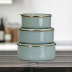 PR Home Soft Green Emaye 3'lü Saklama Seti