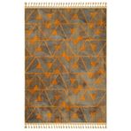 Prabhav Turuncu Geometrik Bambu Makinada Yıkanabilir Kaymaz Taban Dijital Makine Baskı Salon Halı-I-Mvh-Zen-Z-4093-100x500