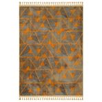 Prabhav Turuncu Geometrik Bambu Makinada Yıkanabilir Kaymaz Taban Dijital Makine Baskı Salon Halı-I-Mvh-Zen-Z-4093-80x150