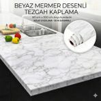Practika Beyaz Mermer Desenli Yapışkanlı Tezgah Folyosu x 60CM Mutfak Banyo Kullanımı - Seçenek