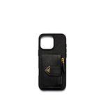 Prada iPhone 16 Pro Saffiano Deri Max Siyah Telefon Kılıfı
