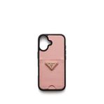 Prada iPhone 17 Saffiano Deri Pembe Telefon Kılıfı