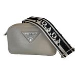 Prada Kadın Vitello Daino Deri Sabbia Bej Web Kayışı Küçük Kamera Crossbody 1BH192
