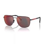 Prada PS 54ZS DG008F 60 Linea Rossa Erkek Aynalı Geometrik Siyah Metal Güneş Gözlüğü
