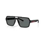 Prada PS A06S DG002G 59 Linea Rossa Erkek Polarize Geometrik Siyah Kemik Güneş Gözlüğü