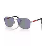 Prada PS A51S 5AV10J 57 Linea Rossa Erkek Aynalı Geometrik Gun Metal Güneş Gözlüğü