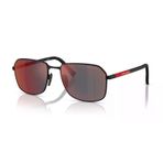 Prada PS A51S DG008F 57 Linea Rossa Erkek Geometrik Aynalı Siyah Metal Güneş Gözlüğü