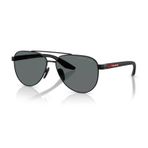 Prada PS A52S 1AB5Z1 58 Linea Rossa Erkek Polarize Pilot Siyah Metal Güneş Gözlüğü