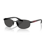 Prada PS B53S 1AB08Z 58 Linea Rossa Erkek Oval Siyah Metal Güneş Gözlüğü
