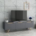Prag Tv Sehpası – 3 Kapaklı, Modern Tasarım, 150 Cm Antrasit