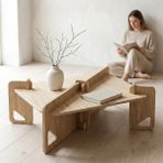 Praktura Craft Doğal Ahşap Orta Sehpa, Salon Sehpası, 60X80X45 Portatif Sehpa