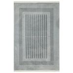 Pranali Gri Çerçeveli Kadife Makinada Yıkanabilir Kaymaz Taban Dijital Makine Baskı Salon Halı-I-Mvh-Ipekyolu-MHV-3899-160x200