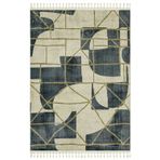 Pranathi Lacivert Geometrik Bambu Makinada Yıkanabilir Kaymaz Taban Dijital Makine Baskı Salon Halı-I-Mvh-Zen-Z-4084-240x340