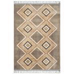 Pranavi Bej Geometrik Bambu Makinada Yıkanabilir Kaymaz Taban Dijital Makine Baskı Salon Halı-I-Mvh-Zen-Z-4077-80x400