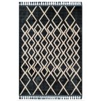 Pranjal Siyah Geometrik Bambu Makinada Yıkanabilir Kaymaz Taban Dijital Makine Baskı Salon Halı-I-Mvh-Zen-Z-4075-120x180