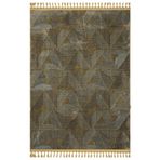 Pranshu Kahverengi Geometrik Bambu Makinada Yıkanabilir Kaymaz Taban Dijital Makine Baskı Salon Halı-I-Mvh-Zen-Z-4095-140x250