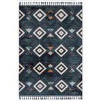 Pranvi Mavi Geometrik Bambu Makinada Yıkanabilir Kaymaz Taban Dijital Makine Baskı Salon Halı-I-Mvh-Zen-Z-4103-160x350