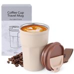Praoahei termal kupa 360 ml/12 oz kapaklı sızdırmaz kahve kupası, seyahat seyahati için çift cidarlı paslanmaz çelik, seyahat kupası araba ev seyahati, uzun süre sıcak tutar