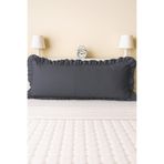 Pratic Home 1 Adet %100 Pamuklu Gri Renk Fermuarlı Fırfırlı Uzun Yastık Kılıfı 50x135 Cm