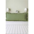 Pratic Home 1 Adet %100 Pamuklu Haki Renk Fermuarlı Fırfırlı Uzun Yastık Kılıfı 50x135 Cm